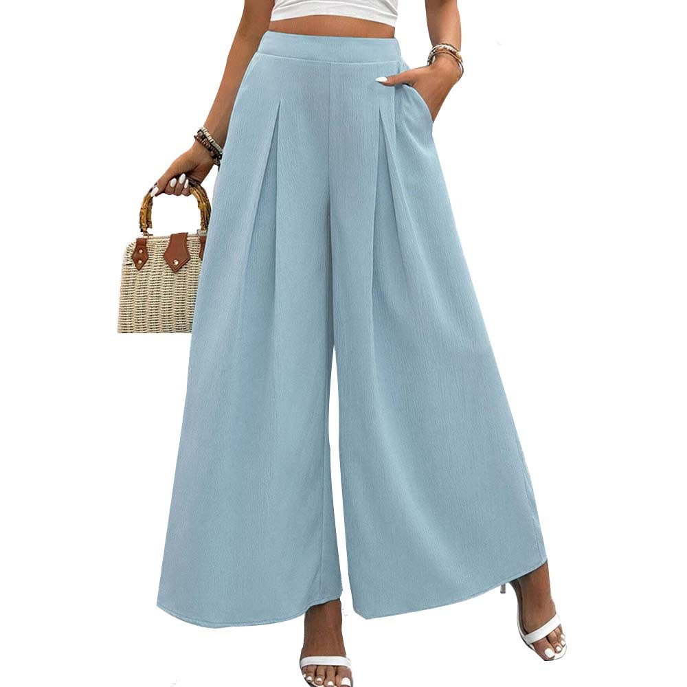 Damen Palazzo-Hose Weite Faltenhose mit Taschen