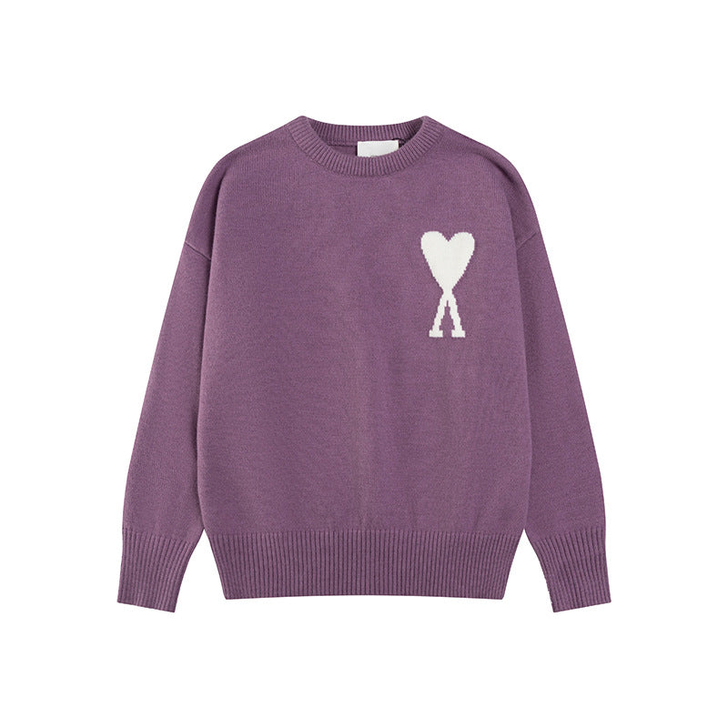 Damen Strickpullover Herz-Muster