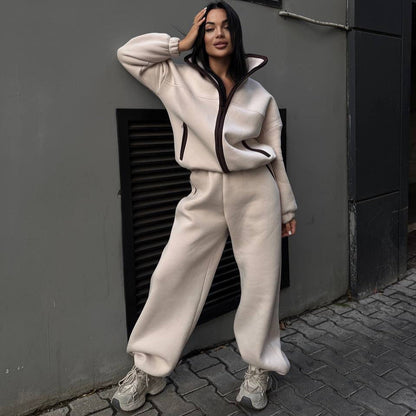 Damen Fleece-Jogginganzug Hochkragen Kängurutasche Norvielle - Norvielle