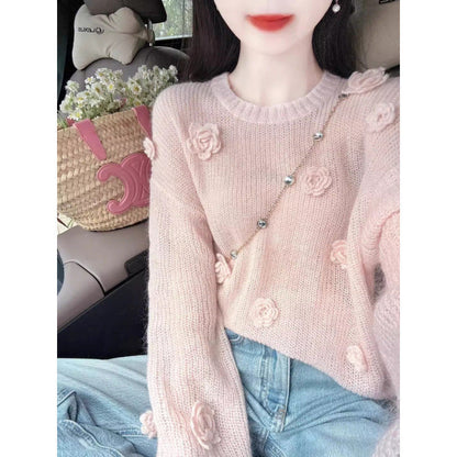 Damen Pullover Dekorative Blumenapplikationen Norvielle - Norvielle