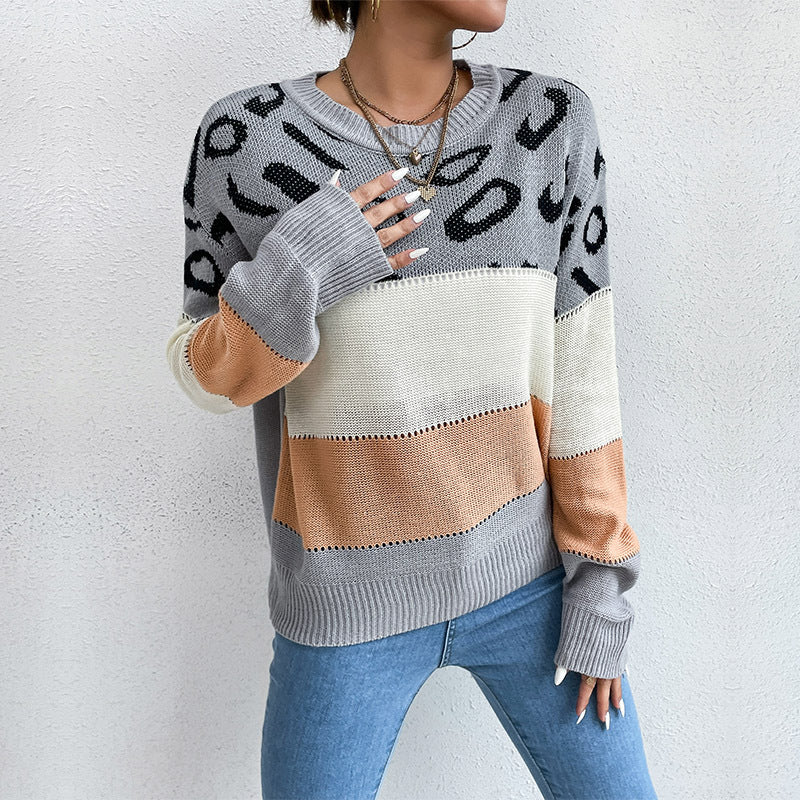 Damen Strickpullover Lässig Animalisches Muster