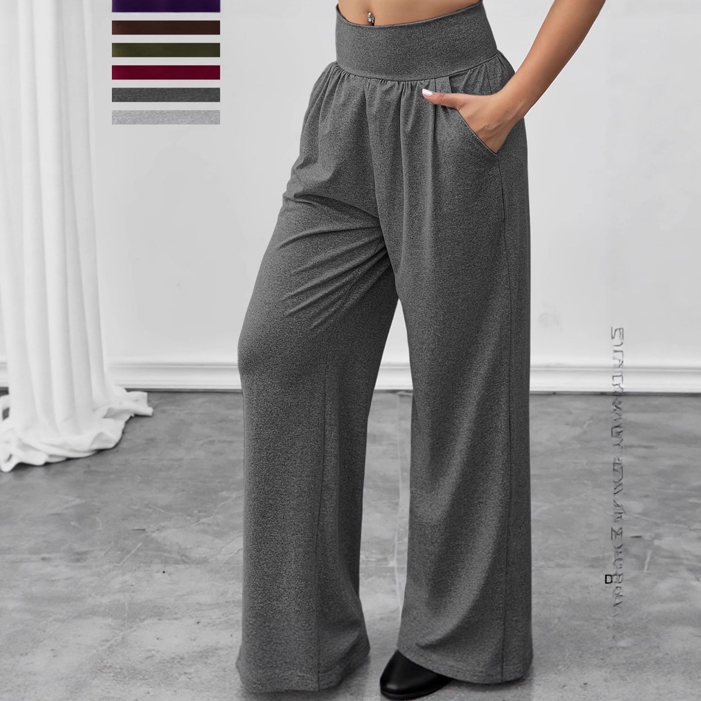 Damen Freizeithose Elastischer Bund Mit Seitentaschen Beige