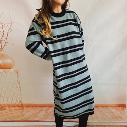 Damen Strickkleid modernes Streifenmuster Norvielle