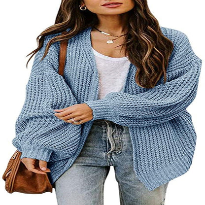 Damen Grobstrick-Pullover Voluminöse Ärmel Lässiger Schnitt