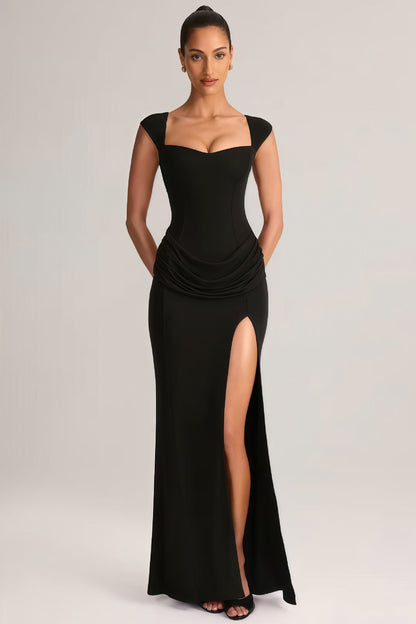 Damen Maxikleid V-Ausschnitt Seidenchiffon