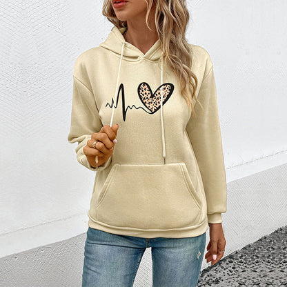 Damen Kapuzenpullover Tierdesign Kängurutaschen