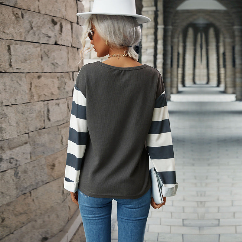 Damen Bluse Langärmelig Tierprint Streifenmuster Norvielle