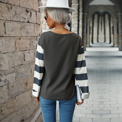 Damen Bluse Langärmelig Tierprint Streifenmuster Norvielle