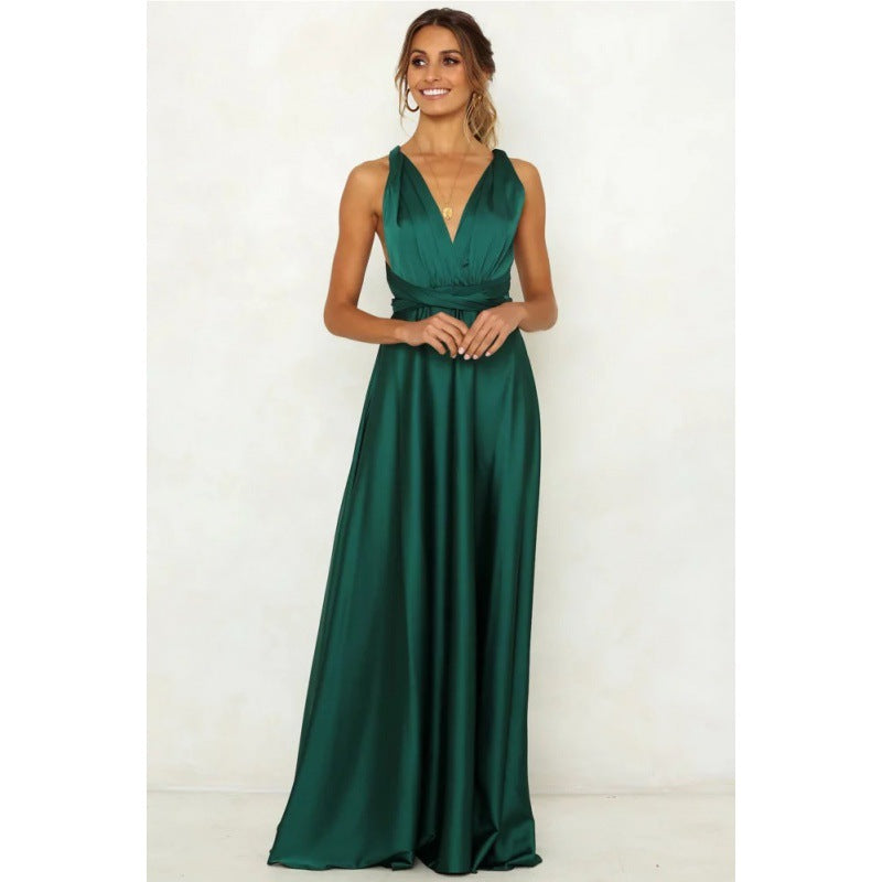 Damen Maxikleid mit Wickelausschnitt und langen Trägern Norvielle