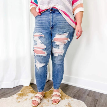 Damen High-Waist Destroyed Jeans Boyfriend-Stil - Norvielle