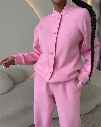 Damen Loungewear-Set mit Knöpfen Elegantes Freizeit-Set Norvielle