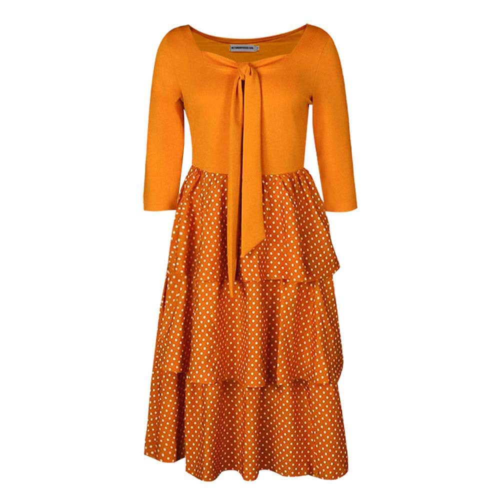 Damen Maxikleid Rüschen-Design Elegante Schleife