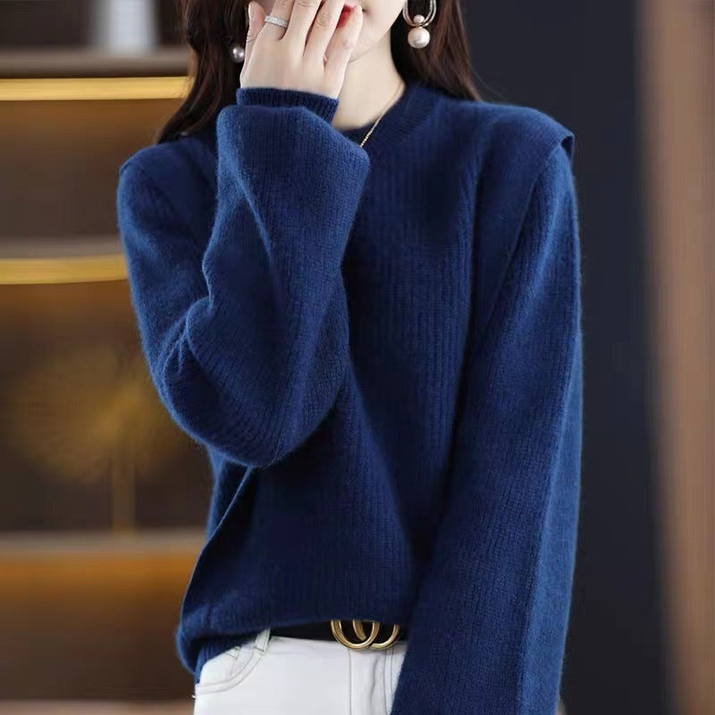 Damen Grobstrickpullover Rundhalsausschnitt
