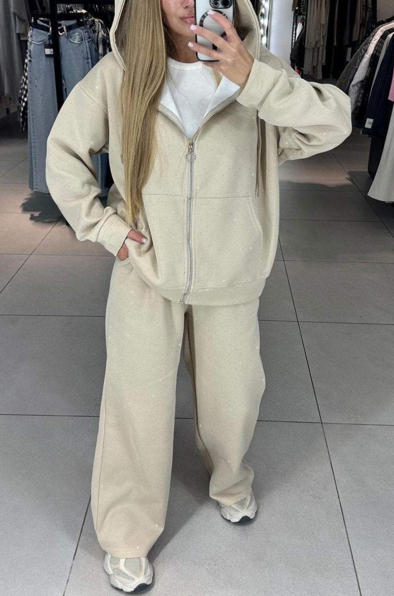 Damen Hoodie Jogginghosen Set Hochwertiges Material Bequem