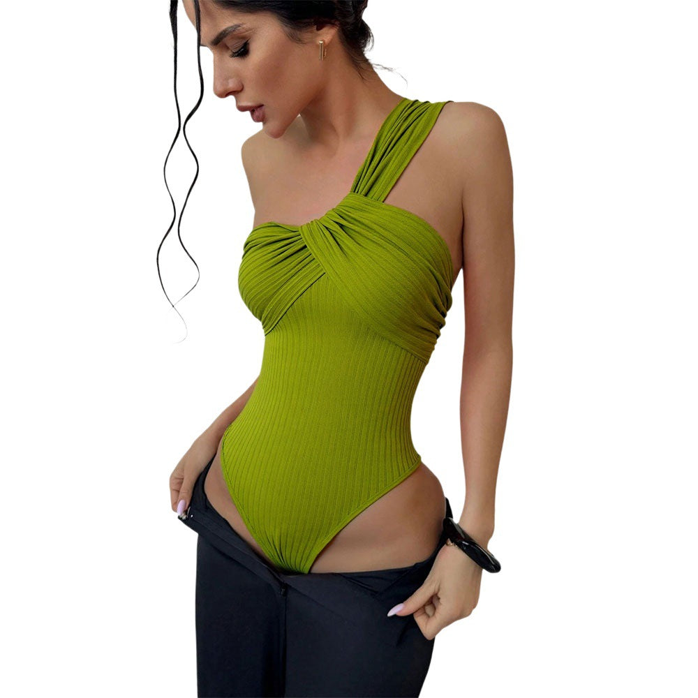 Damen Einerarm Badeanzug mit Drapierungsdesign