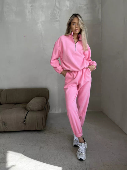 Damen Sportset Sweatshirt Jogginghose Tunnelzug Norvielle