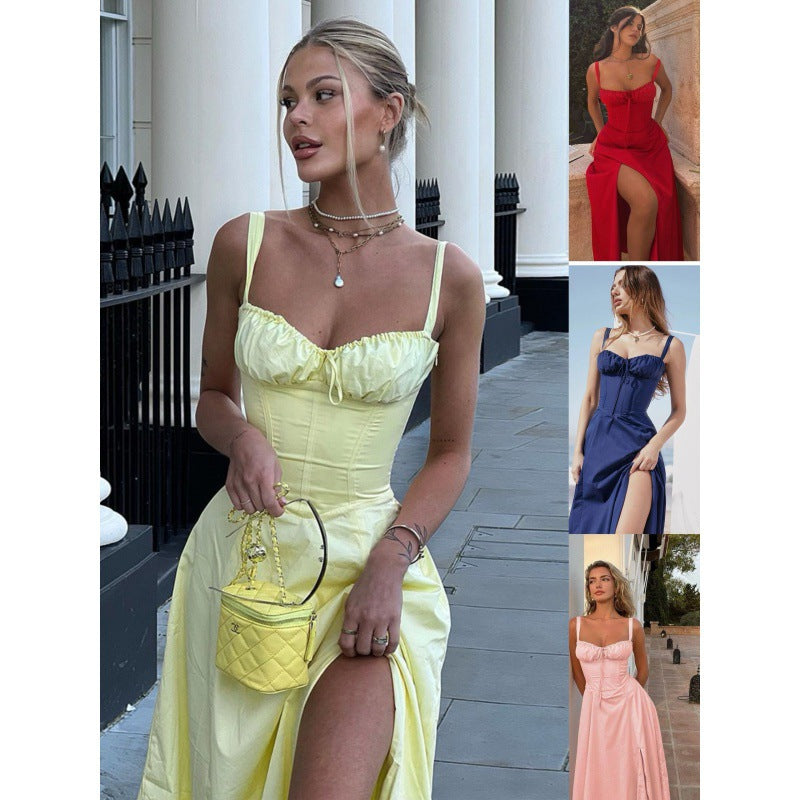 Damen Maxikleid Schulterfrei Rüschen Norvielle - Norvielle