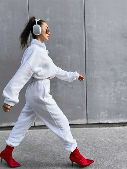 Damen Fleece Lounge Set Hochschließend Verstellbar Norvielle