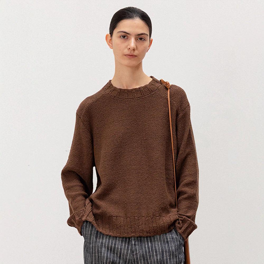 Damen Strickpullover Weit Elastischer Saum Norvielle - Norvielle