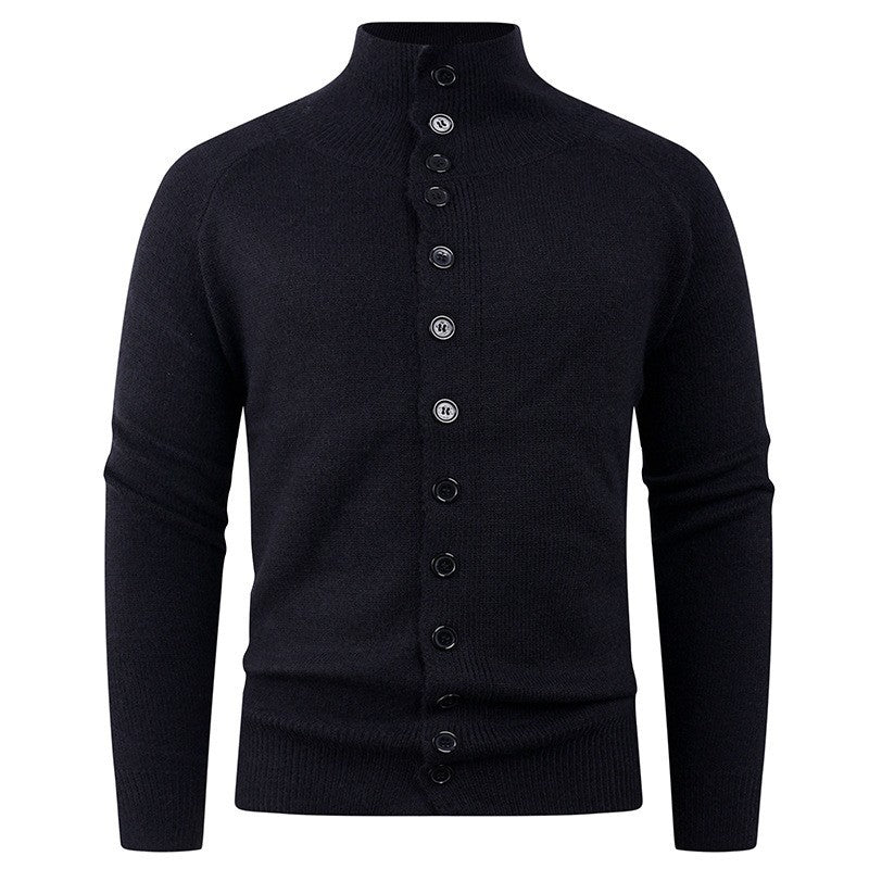 Herren Strickcardigan Stehkragen Knopfverschluss Bequem Grau