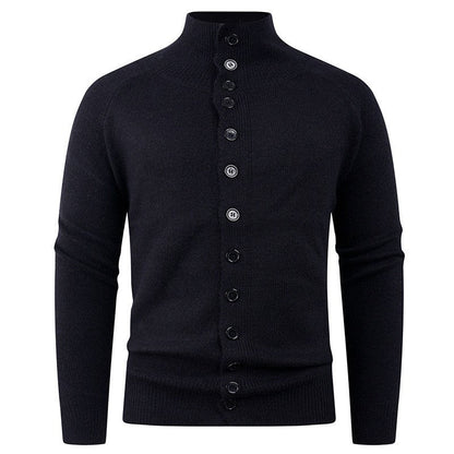 Herren Strickcardigan Stehkragen Knopfverschluss Bequem Grau