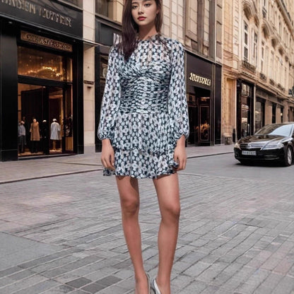 Damen Minikleid Floralmuster Lässiger Schnitt