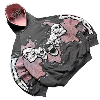 Damen Kapuzenpullover Totenkopf-Print Norvielle