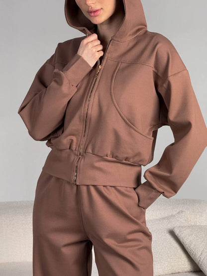 Damen Sportliche Kapuzenjacke Praktische Taschen Norvielle