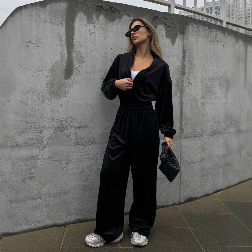 Damen Velours-Jumpsuit Elegantes Design