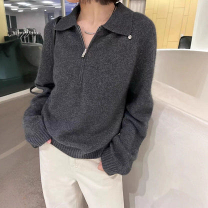 Damen Pullover Norvielle mit Reißverschluss und elegantem Kragen - Norvielle