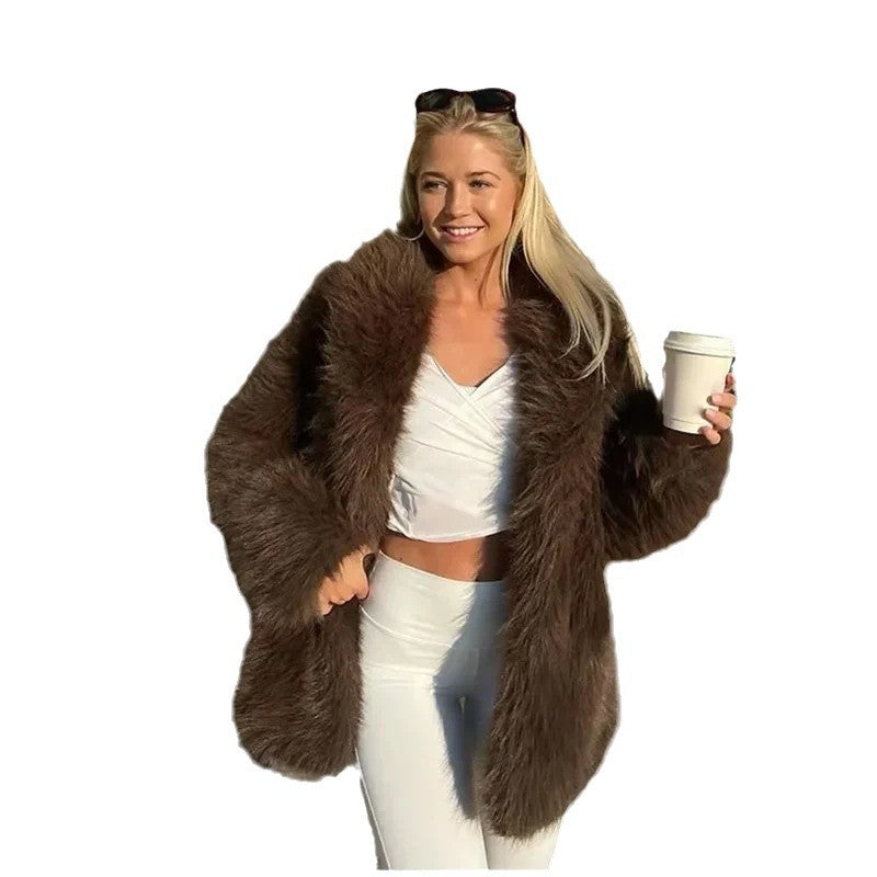 Damen Kunstpelzjacke Voluminöse Ärmel Norvielle