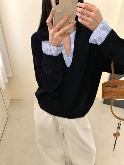 Damen Pullover mit Hemdkragen Norvielle
