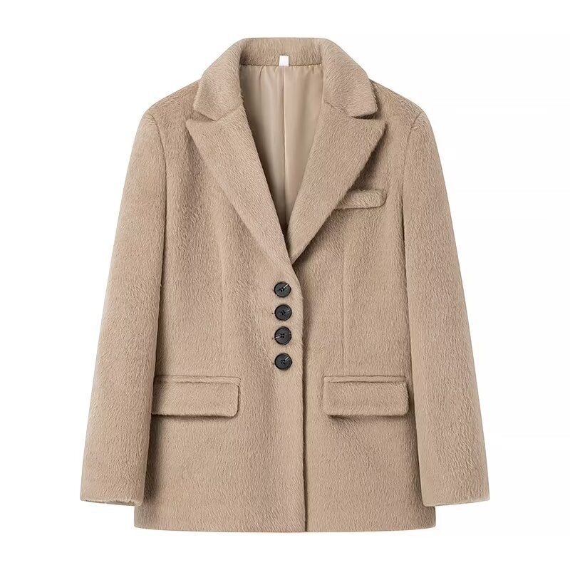 Damen Teddyblazer Elegante Knopfleiste Norvielle