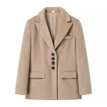 Damen Teddyblazer Elegante Knopfleiste Norvielle