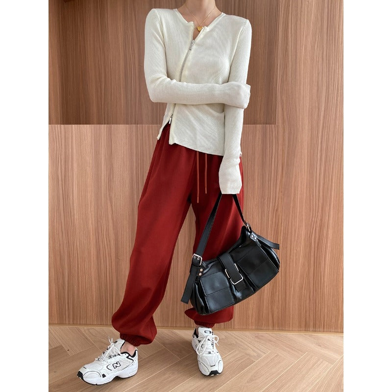 Damen Strickpullover Reißverschluss Slim Fit Norvielle