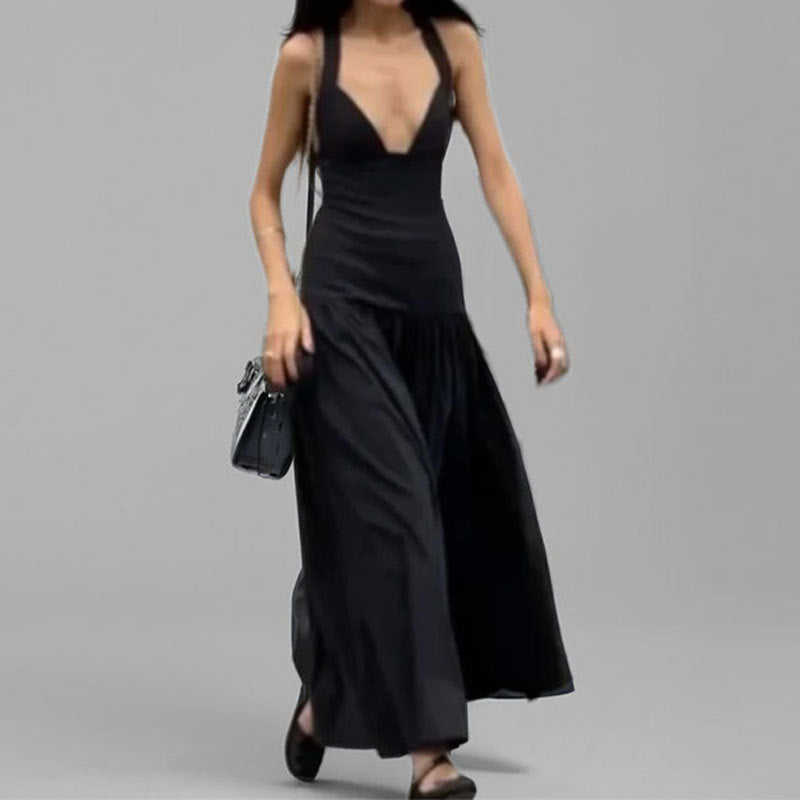 Damen Abendkleid V-Ausschnitt aufwendiger Rock Norvielle - Norvielle