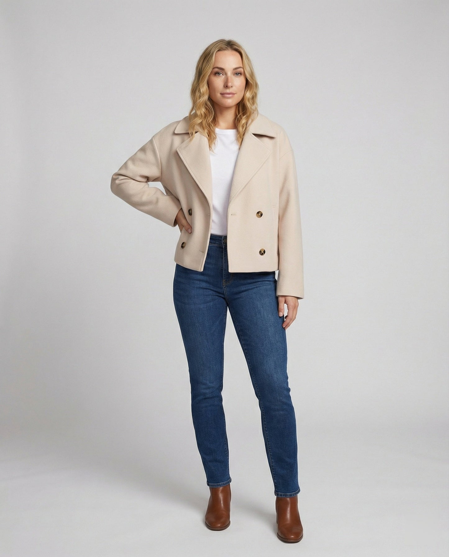 Damen Kurzjacke Doppelreiher