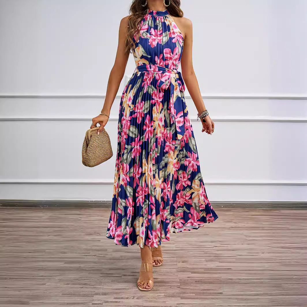 Damen Maxikleid Florales Design Gerafftes Oberteil Norvielle