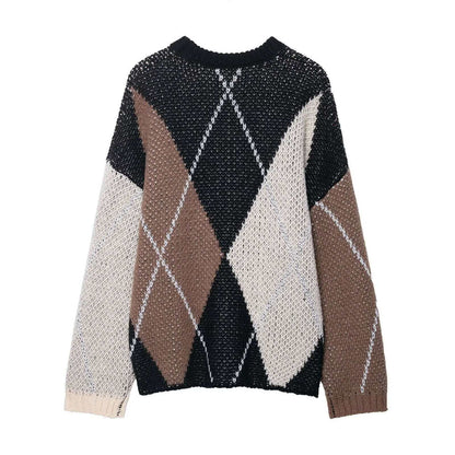 Damen Pullover Rautenmuster Norvielle