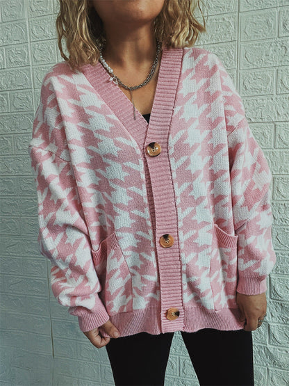 Damen Strickjacke modernes Hundemuster Norvielle