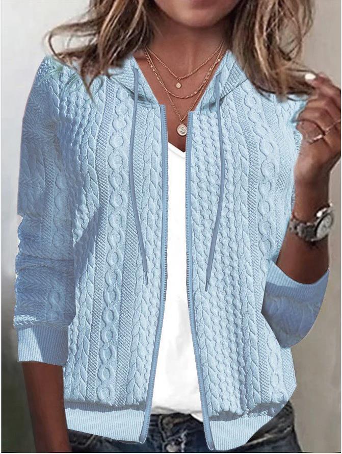Damen Strickjacke Kapuze Strukturiert Beige