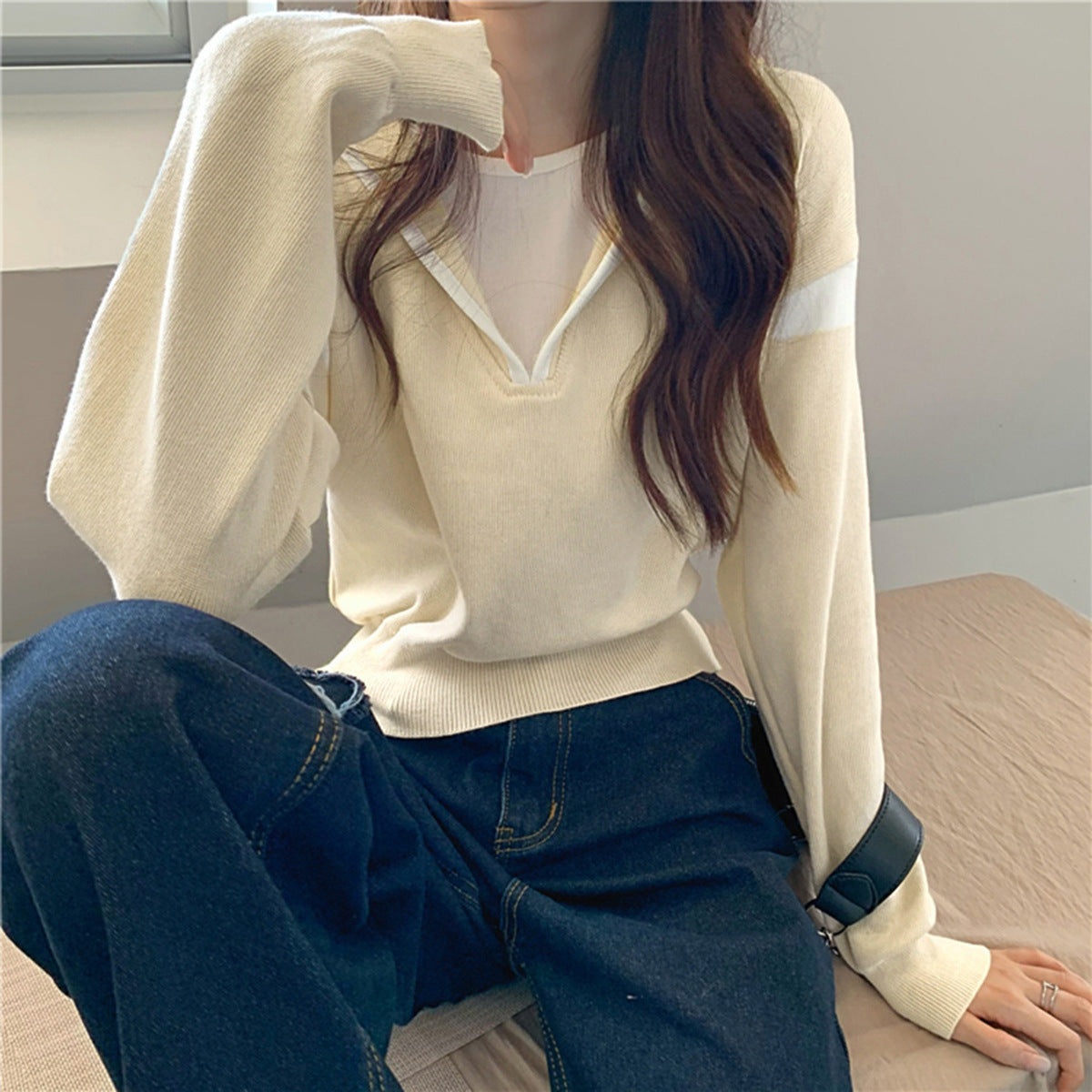 Damen Pullover V-Ausschnitt Oversized Norvielle - Norvielle