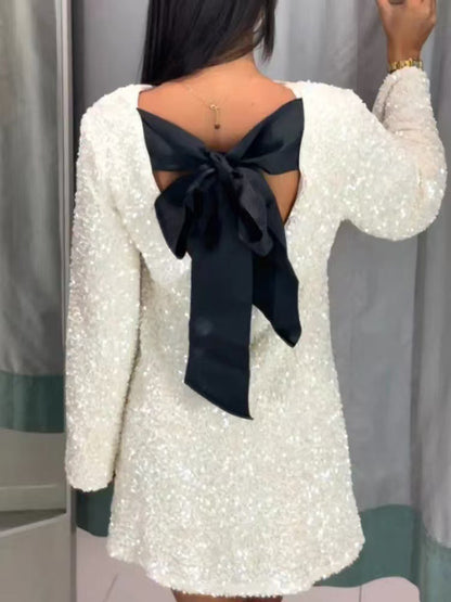 Damen Mini-Kleid Pailletten Glitzer Norvielle