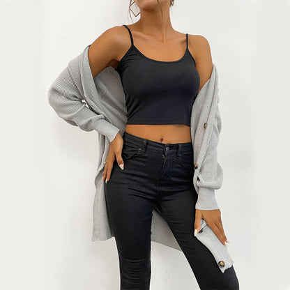 Damen Strickjacke Modernes Design Durchgehende Knopfleiste Norvielle