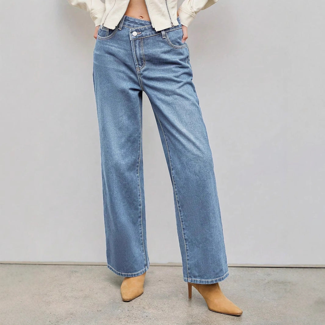 Damen Wide-Leg Jeans Gerader Schnitt Modern