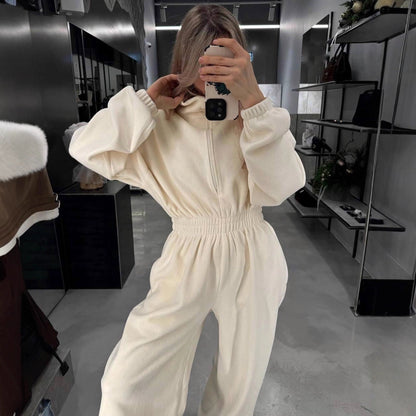 Damen Fleece Jumpsuit Gemütlich Norvielle - Norvielle