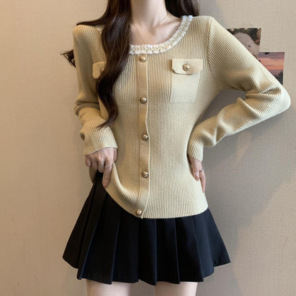 Damen Strickjacke Dekorativer Kragen Norvielle