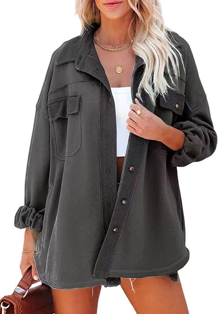 Damen Oversized-Hemdjacke mit Taschen und modernem Schnitt Norvielle