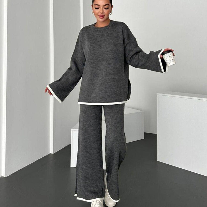 Damen Lounge-Set Weites Oberteil Schlitzhosen Norvielle
