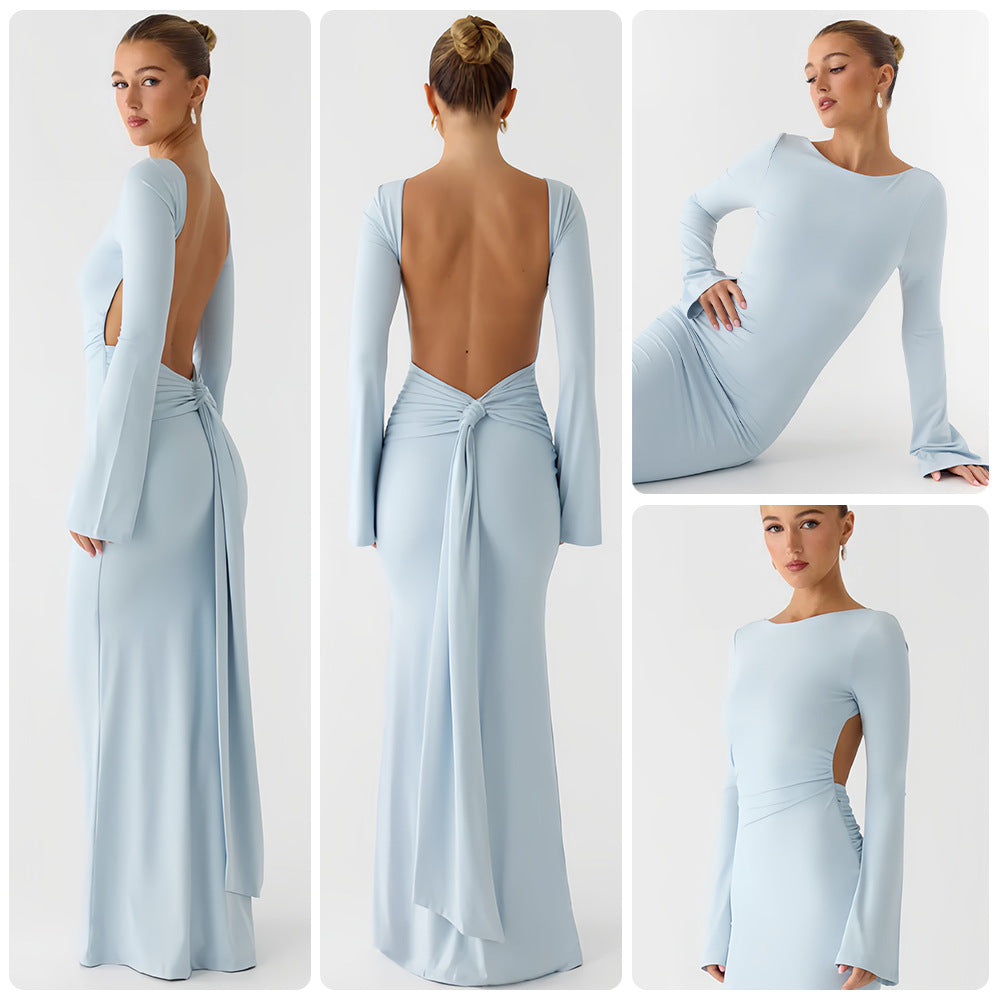 Damen Maxikleid Langarm Schwingrock Norvielle - Norvielle